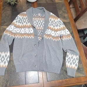 Eclectic Grandpa Mens M button-up Argyle Sweater North Pole‎ Trading Co Y2K